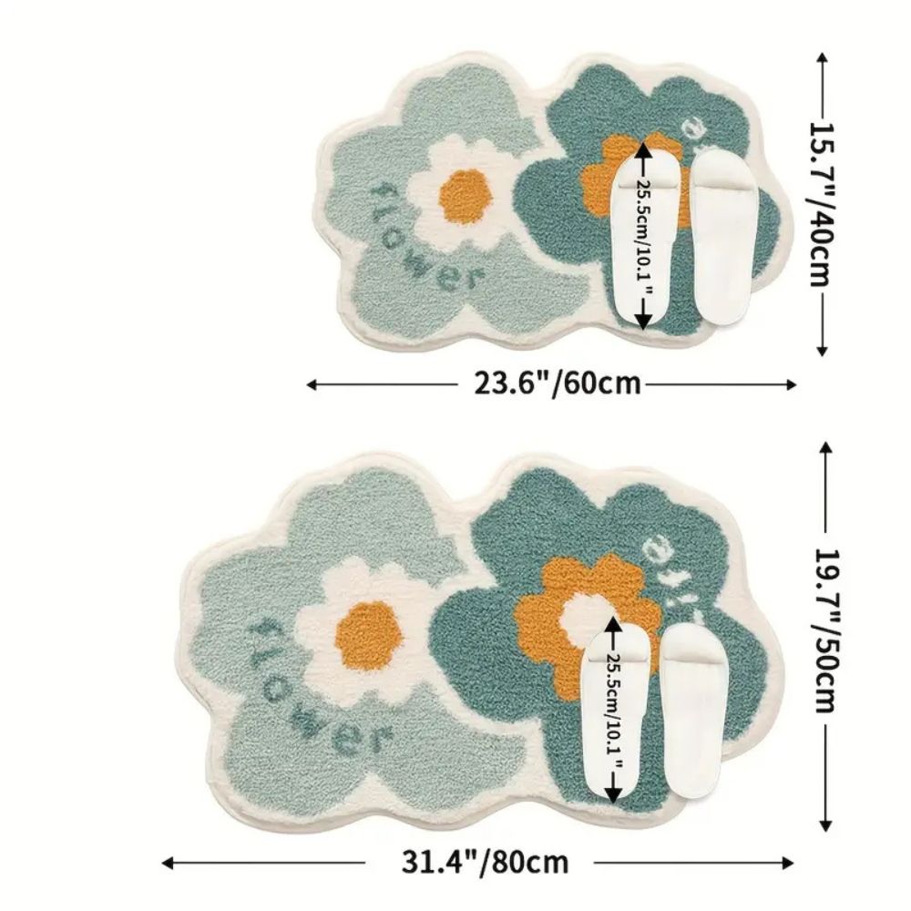 Flora Bath Mat - Soft Microfiber, Non-Slip, Absorbent Bathroom Rug