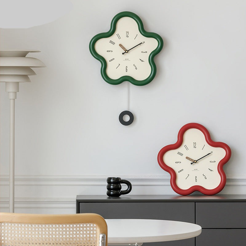 Floral Elegance | 3D Floral Pendulum Wall Clock with Silent Movement | Nature-Inspired Decor for Tranquil Spaces