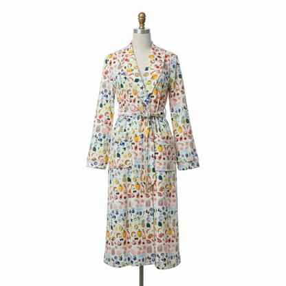 Floral Print Bathrobe | Soft Flannel Robe with Shawl Collar for Cozy Comfort