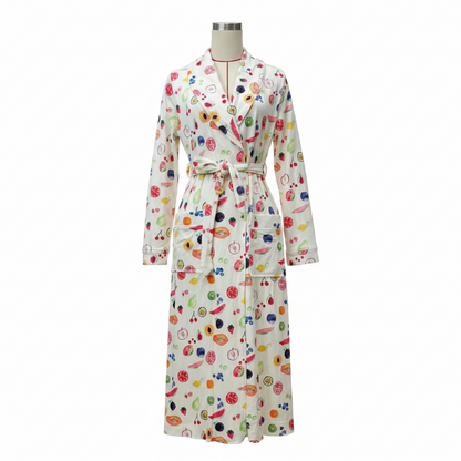Floral Print Bathrobe | Soft Flannel Robe with Shawl Collar for Cozy Comfort