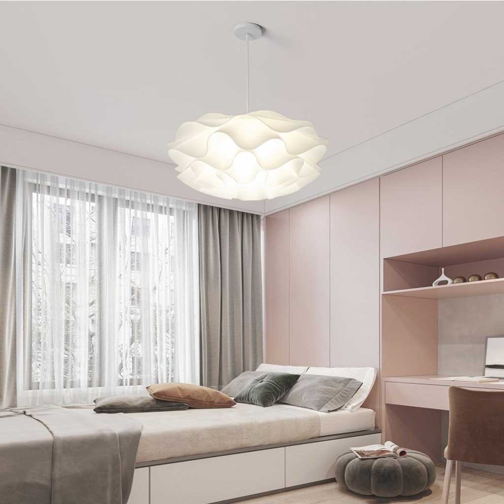 Adjustable LED Overhead Light Fixture with Acrylic Lotus Shade White 20 in for Dining Room Living Room Bedroom Entryway Modern Ceiling Light