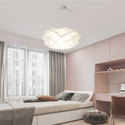 Adjustable LED Overhead Light Fixture with Acrylic Lotus Shade White 20 in for Dining Room Living Room Bedroom Entryway Modern Ceiling Light