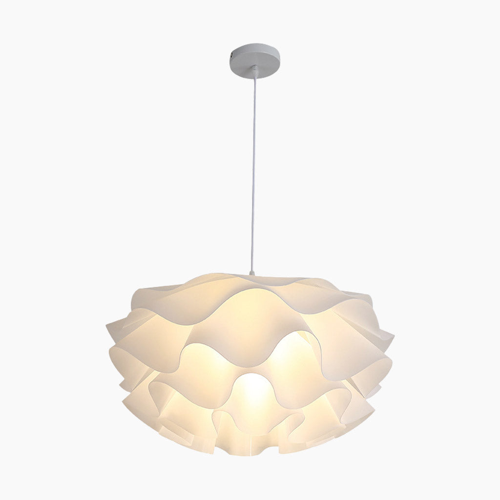 Adjustable LED Overhead Light Fixture with Acrylic Lotus Shade White 20 in for Dining Room Living Room Bedroom Entryway Modern Ceiling Light