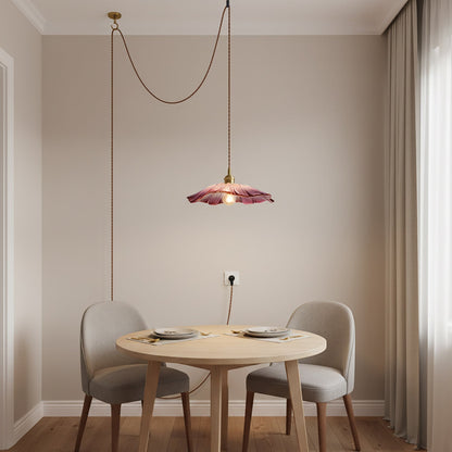 Hanging Ceiling Fixture with Floral Glass Shade 11 in x 5 in for Dining Areas Kitchen Islands Breakfast Nooks Pink Clear Green Finish Adjust