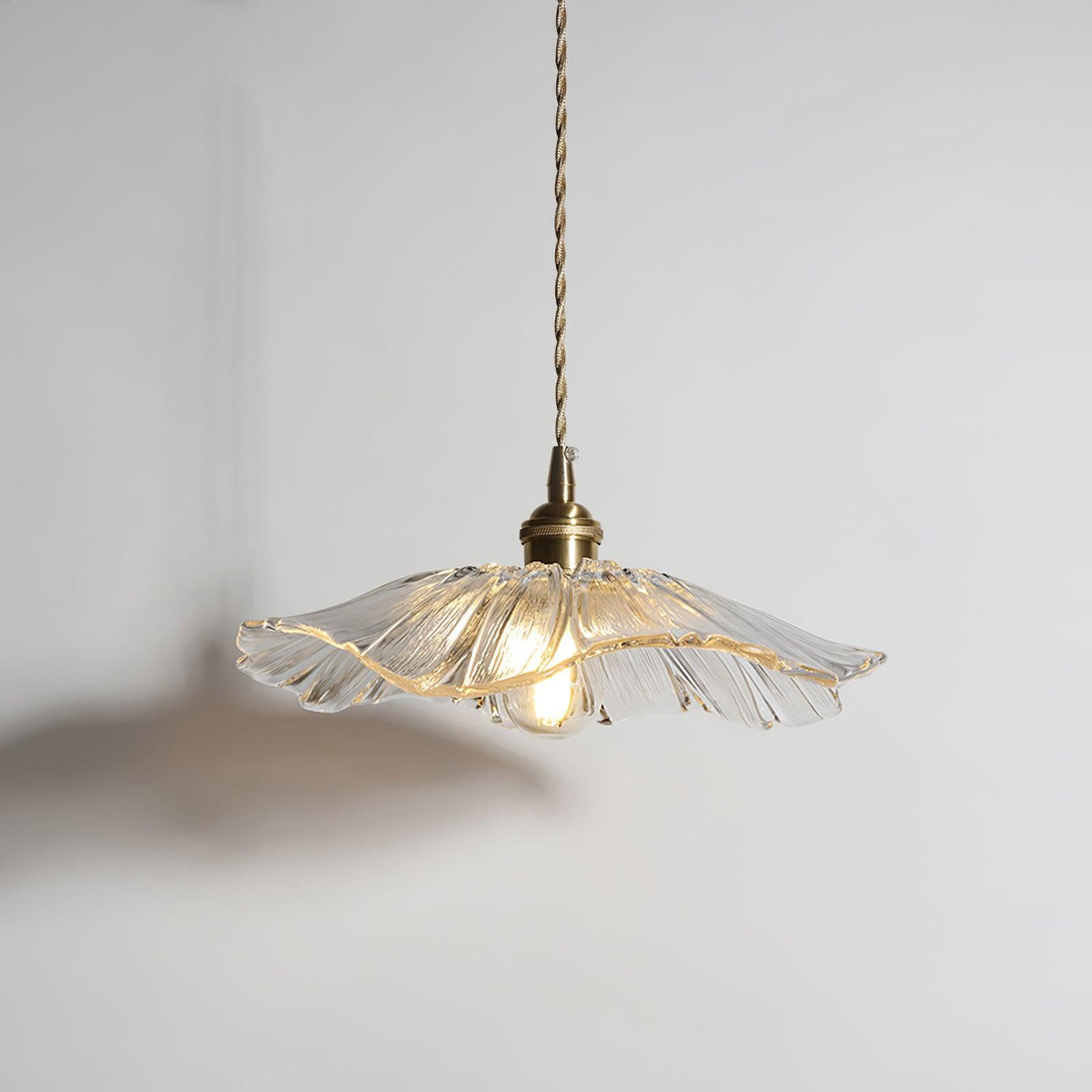 Glass Floral Pendant Ceiling Light 11 in Clear Copper Kitchen Island Dining Room Hanging Lamp E27 Fixture Vintage Style Decorative Lighting