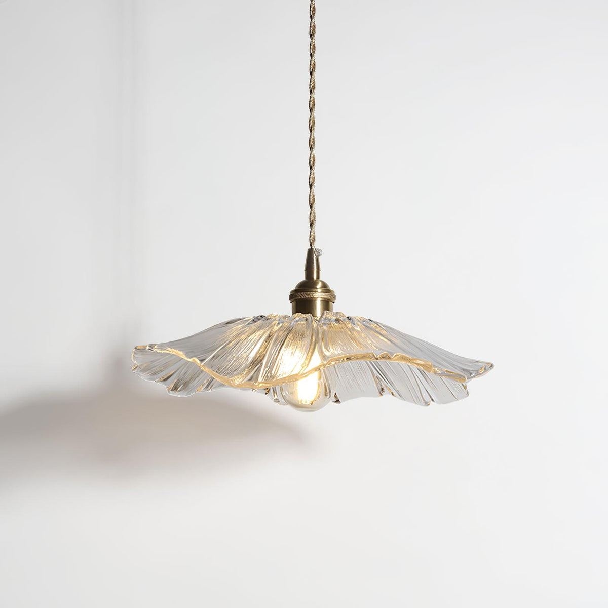Glass Floral Pendant Ceiling Light 11 in Clear Copper Kitchen Island Dining Room Hanging Lamp E27 Fixture Vintage Style Decorative Lighting