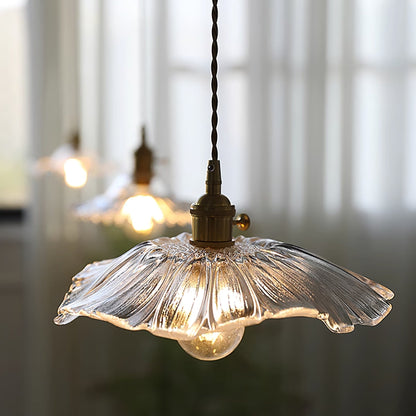 Hanging Ceiling Fixture with Floral Glass Shade 11 in x 5 in for Dining Areas Kitchen Islands Breakfast Nooks Pink Clear Green Finish Adjust