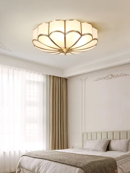 Brass Ceiling Light Flush Mount Frosted Glass Multi-Arm for Bedroom Study Living Room Modern Semi-Flush Home Indoor Accent Lighting