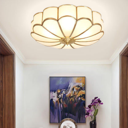 Brass Ceiling Light Flush Mount Frosted Glass Multi-Arm for Bedroom Study Living Room Modern Semi-Flush Home Indoor Accent Lighting