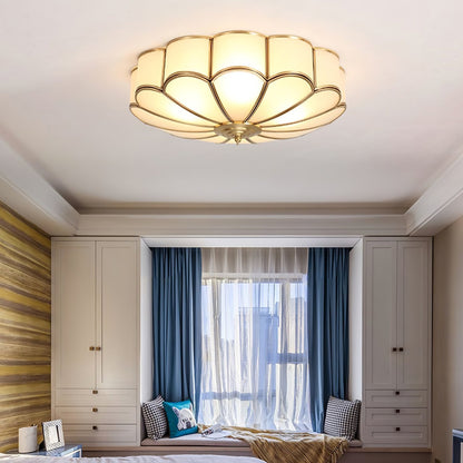 Brass Ceiling Light Flush Mount Frosted Glass Multi-Arm for Bedroom Study Living Room Modern Semi-Flush Home Indoor Accent Lighting