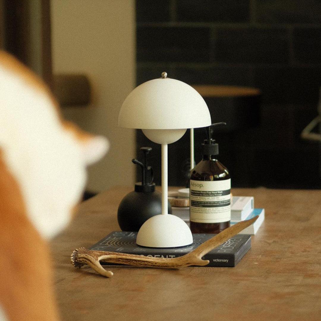 Rechargeable LED Touch Lamp Metal Cordless Mini Nightstand Light Tri-Color Modes USB Charging Port 6.3 in Round Portable for Bedroom Office
