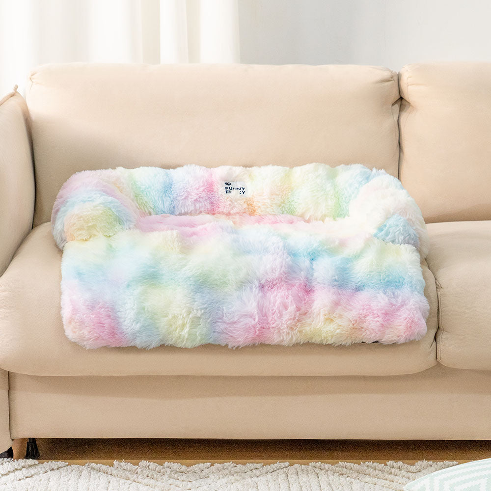 Ultra-Plush Pet Couch Cover & Cushion Mat for Dogs and Cats - Washable Non-Slip Furniture Protector Throw Blanket with Deep Pile Faux Fur