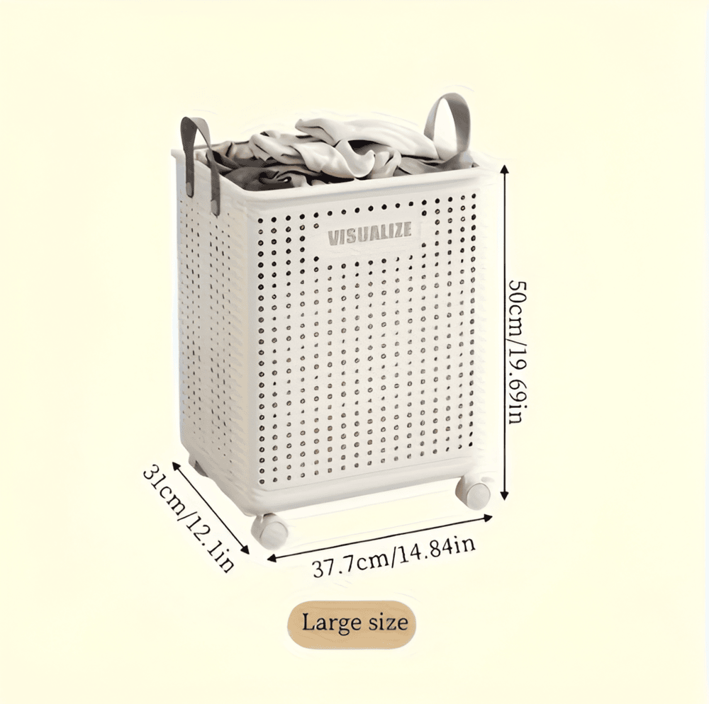 FoldEase | Collapsible Laundry Basket with Wheels & Space-Saving Design | Durable Storage Solution for Easy Transport