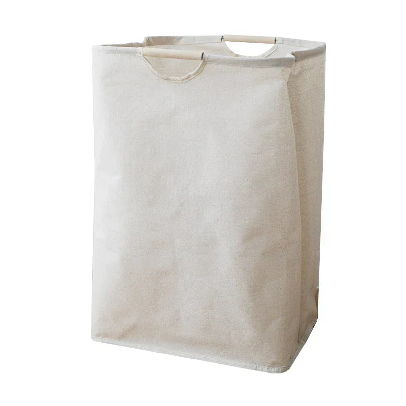 Collapsible Cotton-Linen Laundry Hamper with Handles for Bedroom, Bathroom & Closet Storage