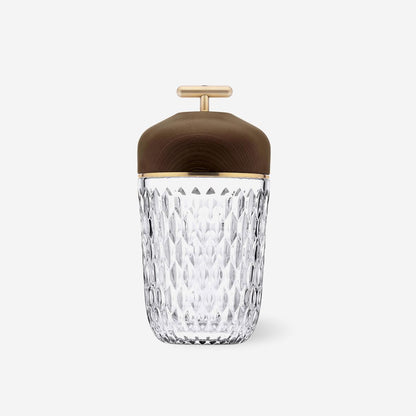 Rechargeable Crystal Desk Lamp with Wood Accents & USB Port – 11 in Cordless LED Reading Light for Nightstand, Office, Bedroom, Patio