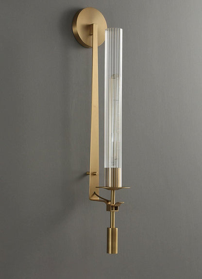 Wall-Mount Light Fixture 28 Inches Clear Glass Tubes Metal Frame E26 Base for Hallways Bedrooms Living Rooms Entryways Contemporary Industri