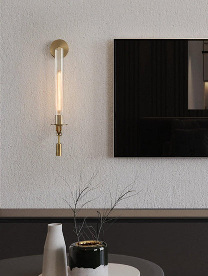 Wall-Mount Light Fixture 28 Inches Clear Glass Tubes Metal Frame E26 Base for Hallways Bedrooms Living Rooms Entryways Contemporary Industri