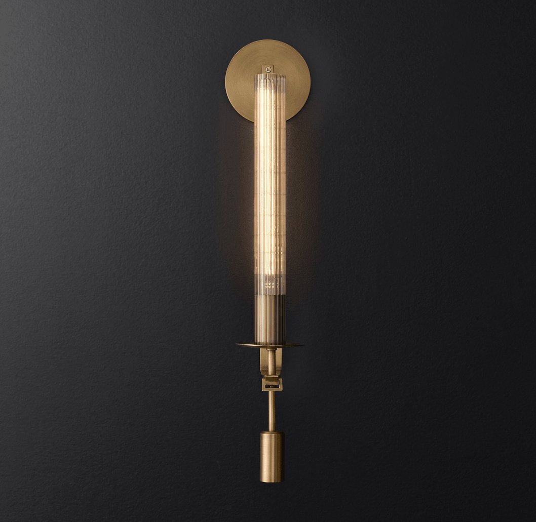 Wall-Mount Light Fixture 28 Inches Clear Glass Tubes Metal Frame E26 Base for Hallways Bedrooms Living Rooms Entryways Contemporary Industri
