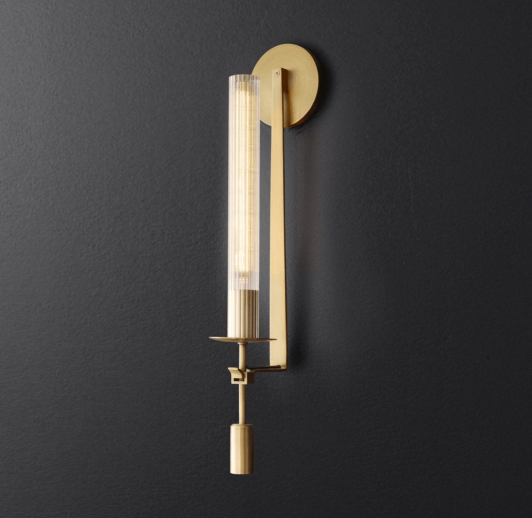 Wall-Mount Light Fixture 28 Inches Clear Glass Tubes Metal Frame E26 Base for Hallways Bedrooms Living Rooms Entryways Contemporary Industri