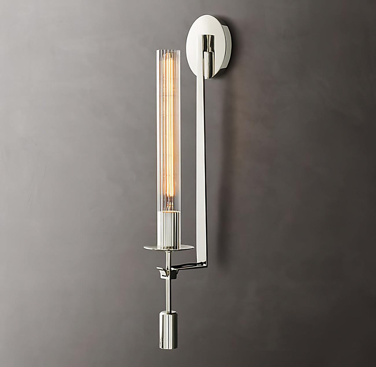 Wall-Mount Light Fixture 28 Inches Clear Glass Tubes Metal Frame E26 Base for Hallways Bedrooms Living Rooms Entryways Contemporary Industri