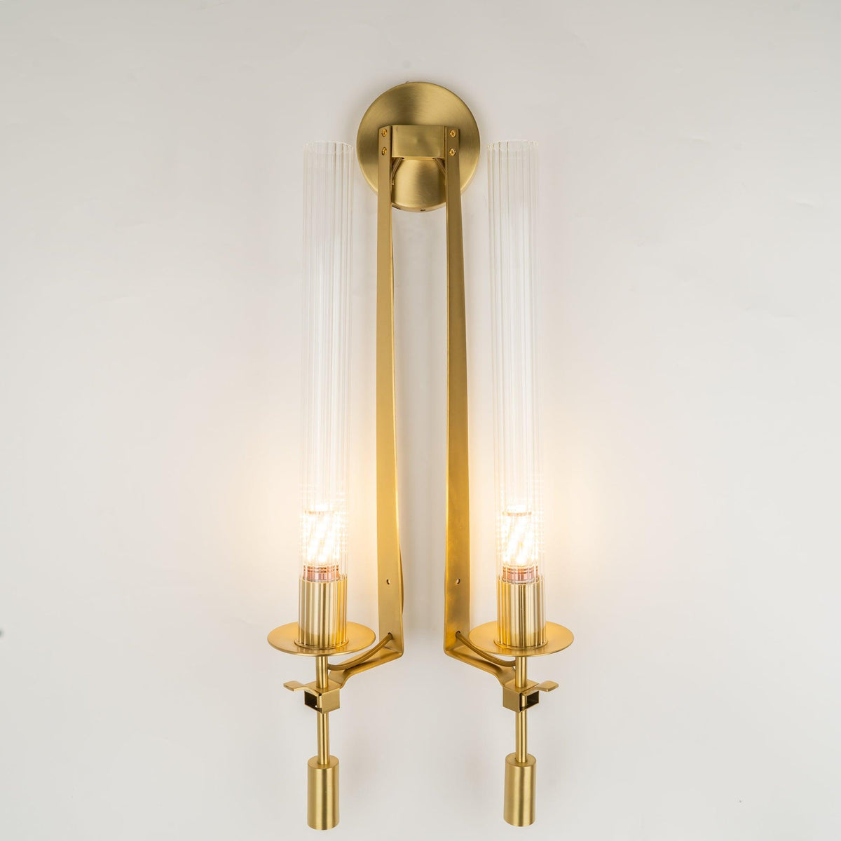 Wall-Mount Light Fixture 28 Inches Clear Glass Tubes Metal Frame E26 Base for Hallways Bedrooms Living Rooms Entryways Contemporary Industri