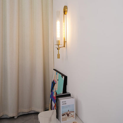 Wall-Mount Light Fixture 28 Inches Clear Glass Tubes Metal Frame E26 Base for Hallways Bedrooms Living Rooms Entryways Contemporary Industri