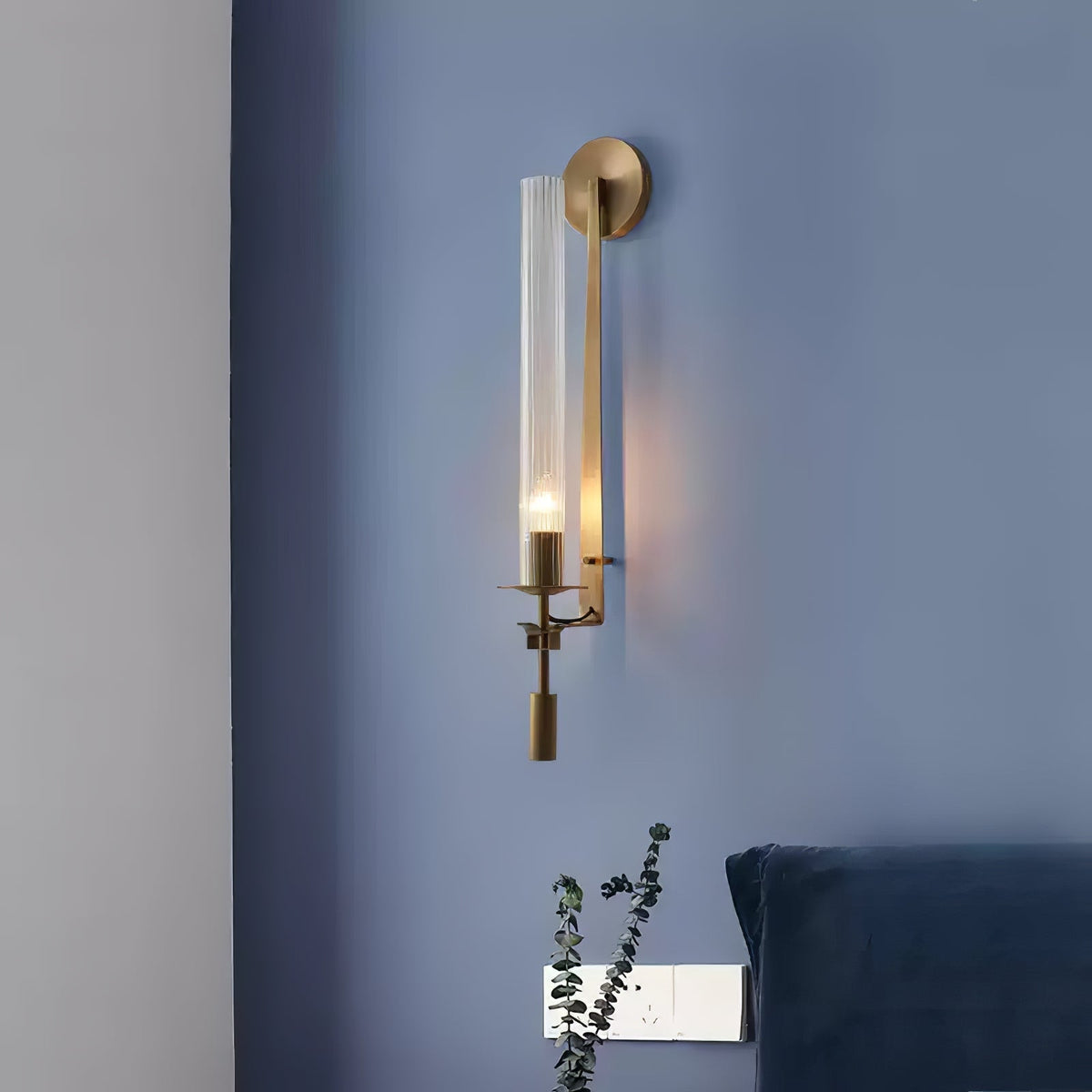 Wall-Mount Light Fixture 28 Inches Clear Glass Tubes Metal Frame E26 Base for Hallways Bedrooms Living Rooms Entryways Contemporary Industri