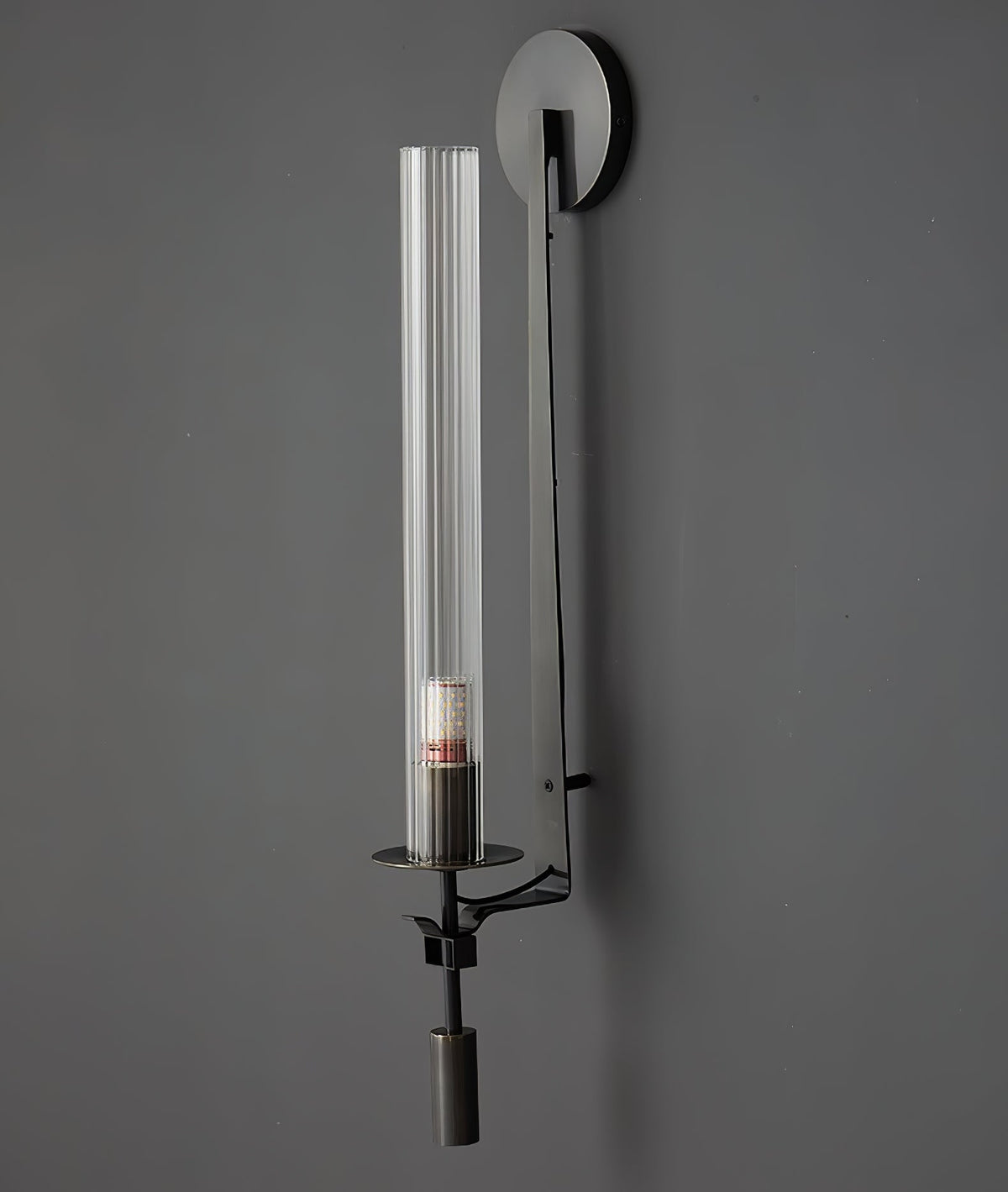 Wall-Mount Light Fixture 28 Inches Clear Glass Tubes Metal Frame E26 Base for Hallways Bedrooms Living Rooms Entryways Contemporary Industri