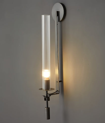 Wall-Mount Light Fixture 28 Inches Clear Glass Tubes Metal Frame E26 Base for Hallways Bedrooms Living Rooms Entryways Contemporary Industri