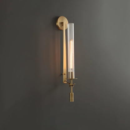 Wall-Mount Light Fixture 28 Inches Clear Glass Tubes Metal Frame E26 Base for Hallways Bedrooms Living Rooms Entryways Contemporary Industri