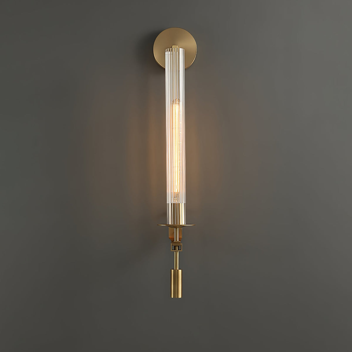 Wall-Mount Light Fixture 28 Inches Clear Glass Tubes Metal Frame E26 Base for Hallways Bedrooms Living Rooms Entryways Contemporary Industri