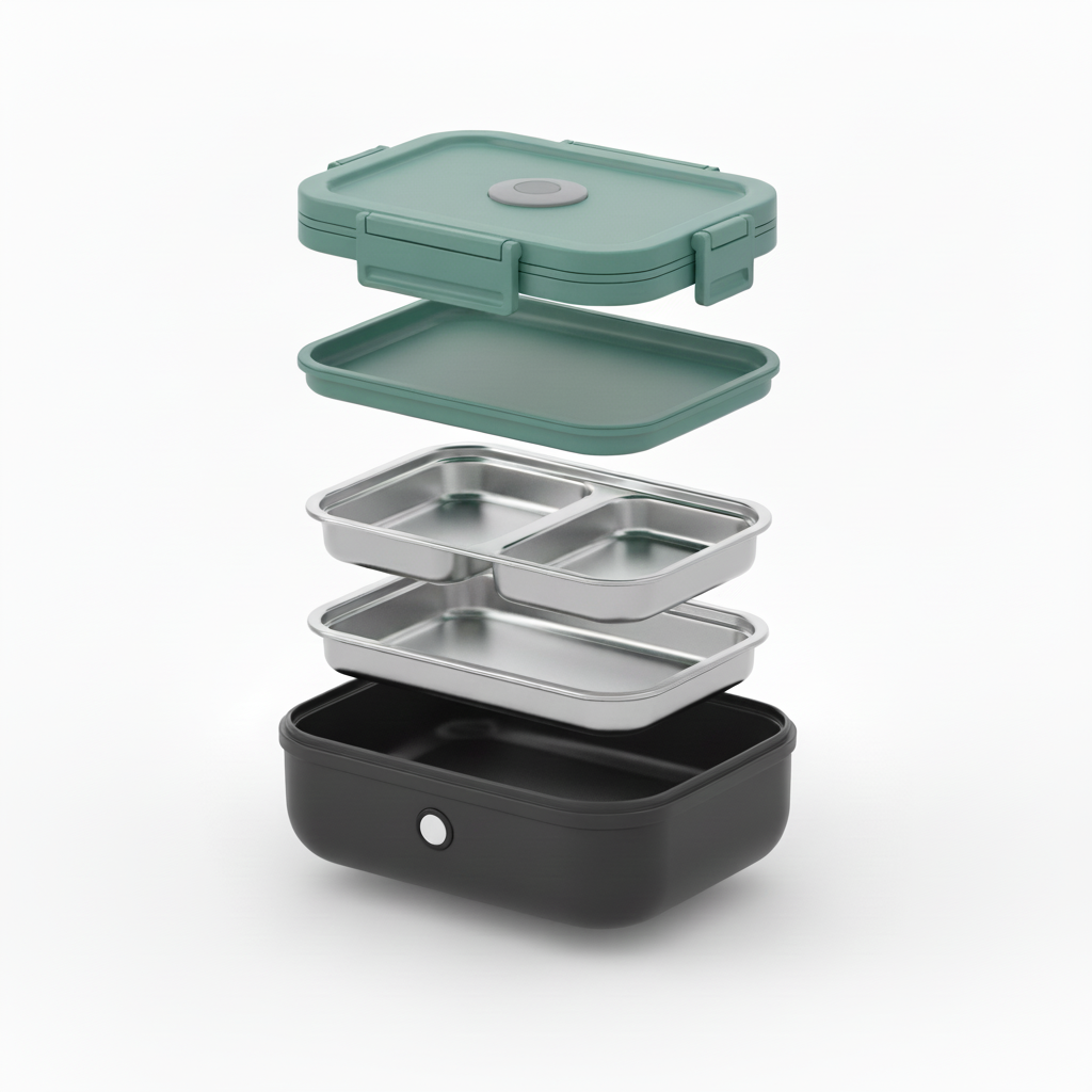 Recipiente térmico portátil para alimentos | Fiambrera eléctrica con recipiente de acero inoxidable extraíble para comidas calientes en cualquier lugar