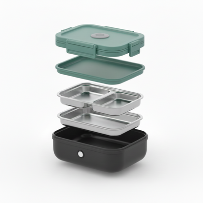 Recipiente térmico portátil para alimentos | Fiambrera eléctrica con recipiente de acero inoxidable extraíble para comidas calientes en cualquier lugar