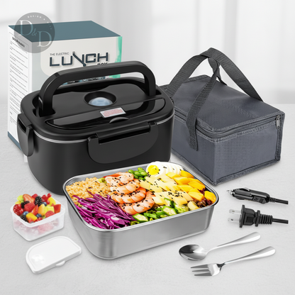 Recipiente térmico portátil para alimentos | Fiambrera eléctrica con recipiente de acero inoxidable extraíble para comidas calientes en cualquier lugar