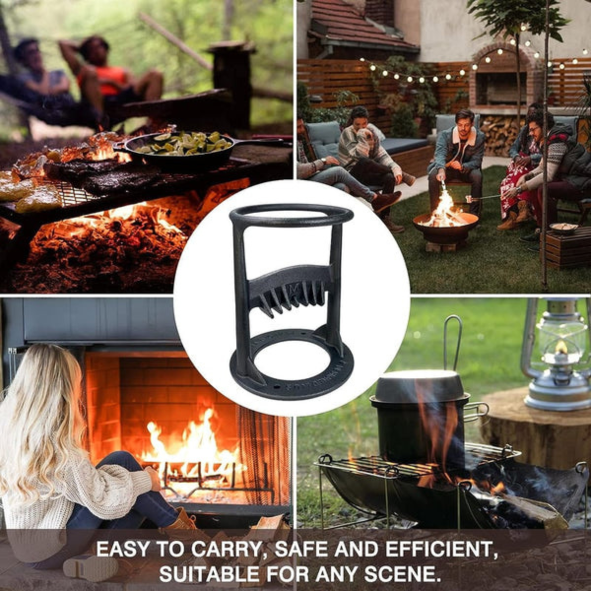 Manual Log Splitter Wedge for Firewood Splitting - Heavy Duty Cast Iron Wood Kindling Splitter Tool for Fireplace, Campfire, and Outdoor Use