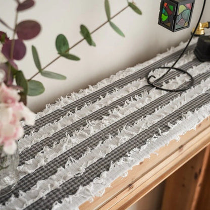 Sorin Table Runner - Linen Blend, Rustic Frayed Fabric Strips
