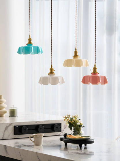 Hanging Ceiling Light Fixture Textured Dome Shade White Beige Pink Blue for Kitchen Island Dining Room Adjustable Height Indoor Pendant Lamp