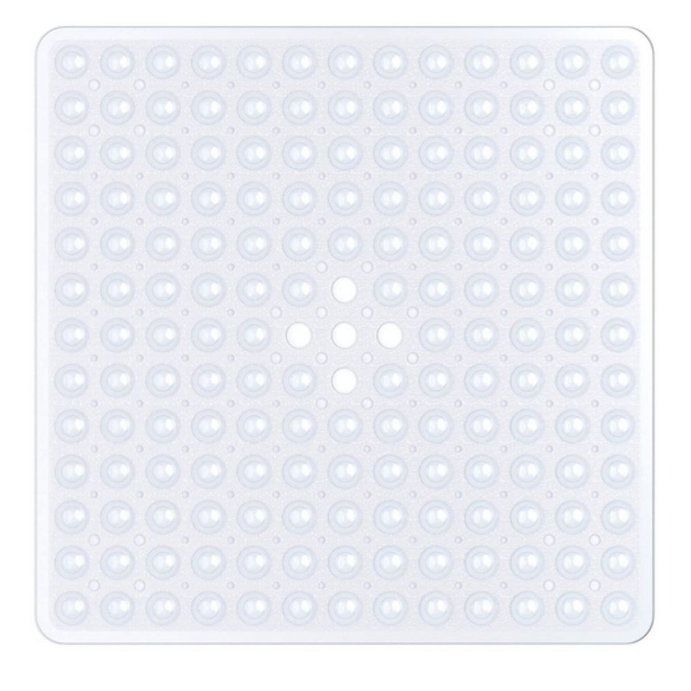 Anti-Slip Shower Mat with Suction Cups – Square PVC Tub Floor Protector for Kids, Seniors & Modern Bathrooms