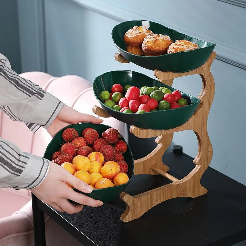 FruitTriad | Three-Tier Fruit Bowl with Compact Design | Elegant Kitchen Storage for Fresh Fruits