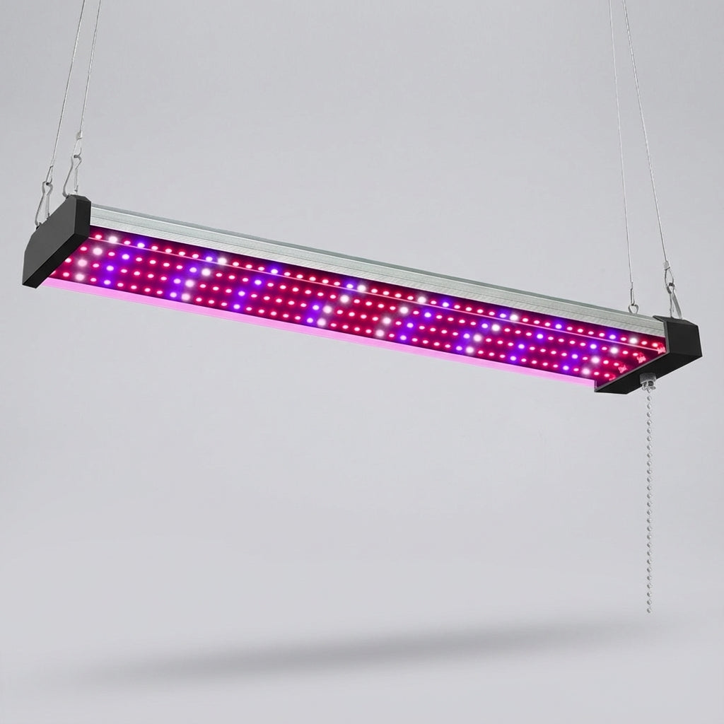 Overhead LED Plant Light Panel Dimmable Pull-Chain Full-Spectrum Hanging Fixture for Indoor Herb Gardens Vegetables Seedlings Adjustable Hei