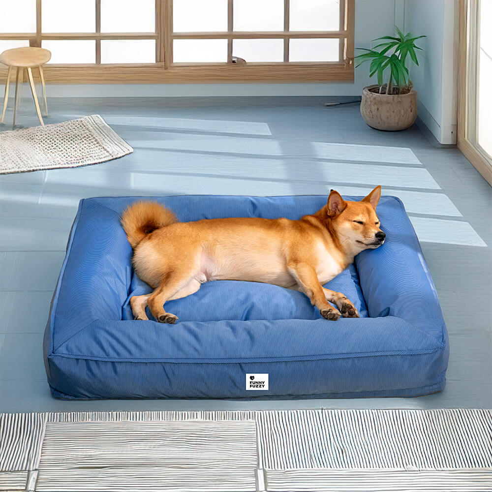 Raised-Edge Bolster Dog Bed with Joint-Relief Foam & Liquid-Proof Cover for Large Breeds