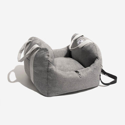 Portable Pet Carrier Booster Seat with Safety Harness and Washable Cover for Small Dogs