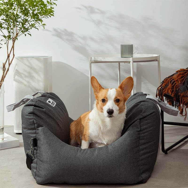 Portable Pet Carrier Booster Seat with Safety Harness and Washable Cover for Small Dogs