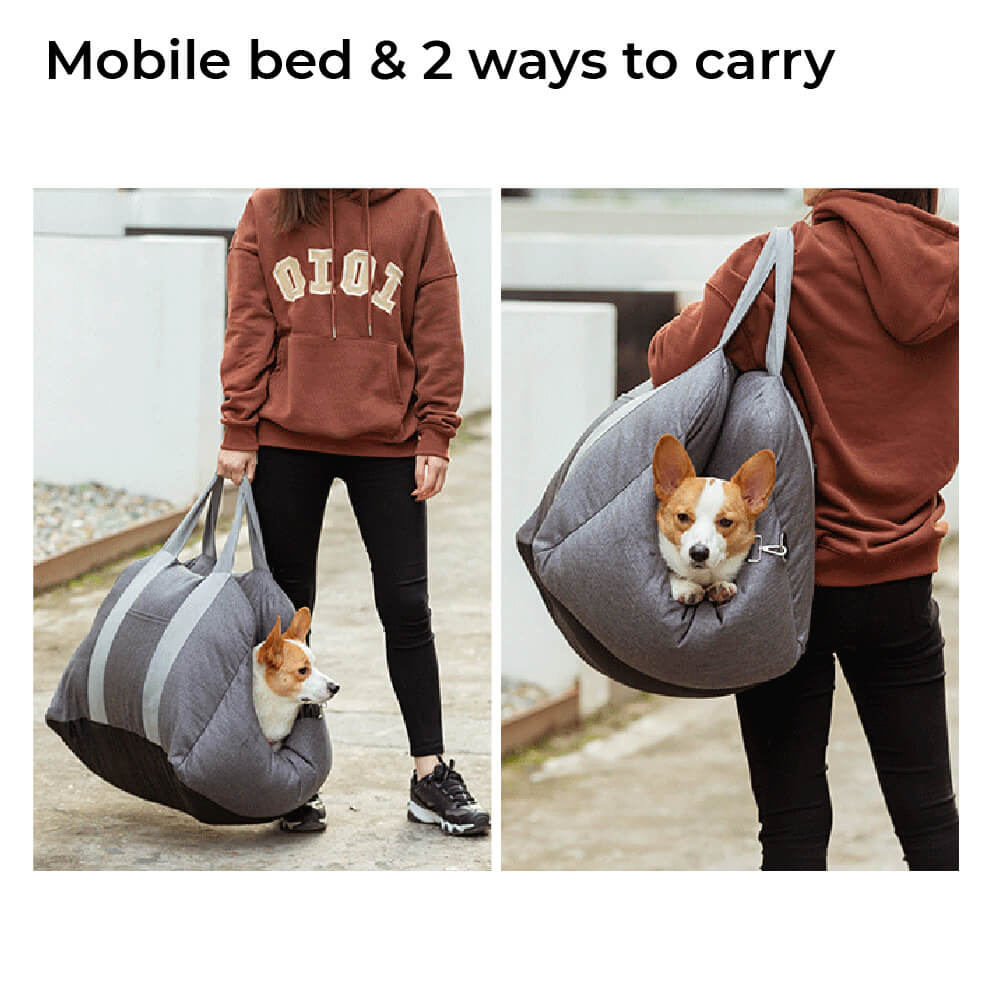 Portable Pet Carrier Booster Seat with Safety Harness and Washable Cover for Small Dogs