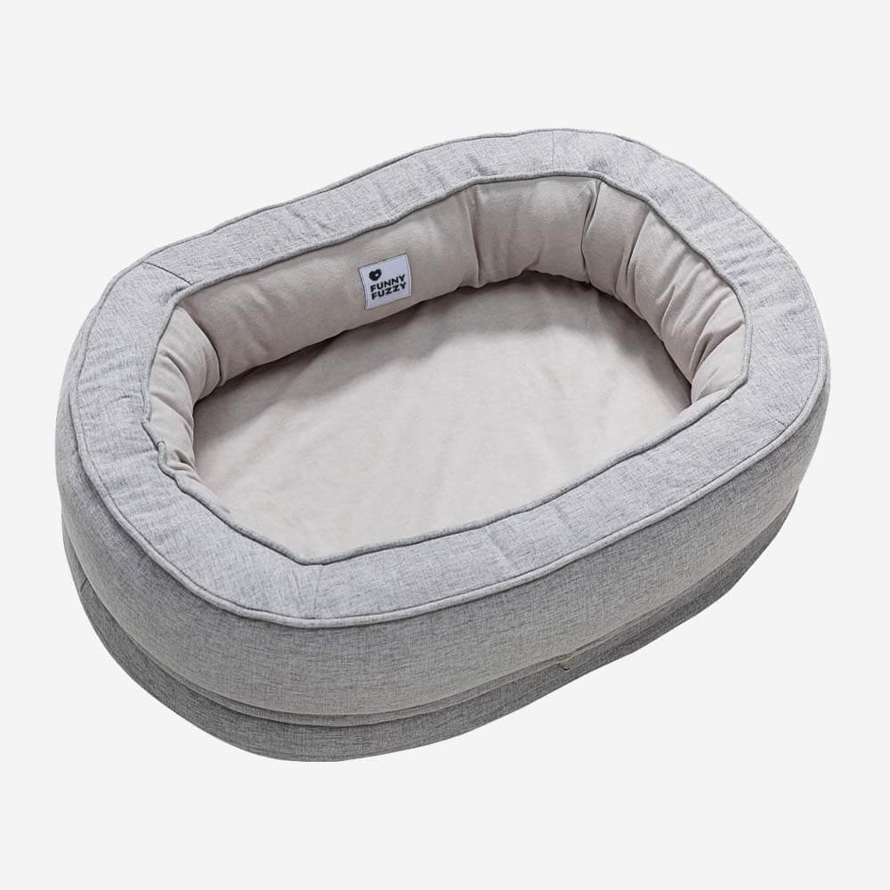 Round Bolster Pet Bed with Orthopedic Foam Support for Dogs | Raised Edge Calming Bed with Machine Washable Cover & Waterproof Liner