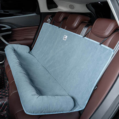 Padded Pet Car Seat Cover Protector with Bolsters for Back Seat – Quilted Waterproof Auto Bench Liner for Dogs & Cats