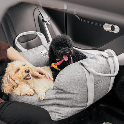 Portable Pet Carrier Booster Seat with Safety Harness and Washable Cover for Small Dogs