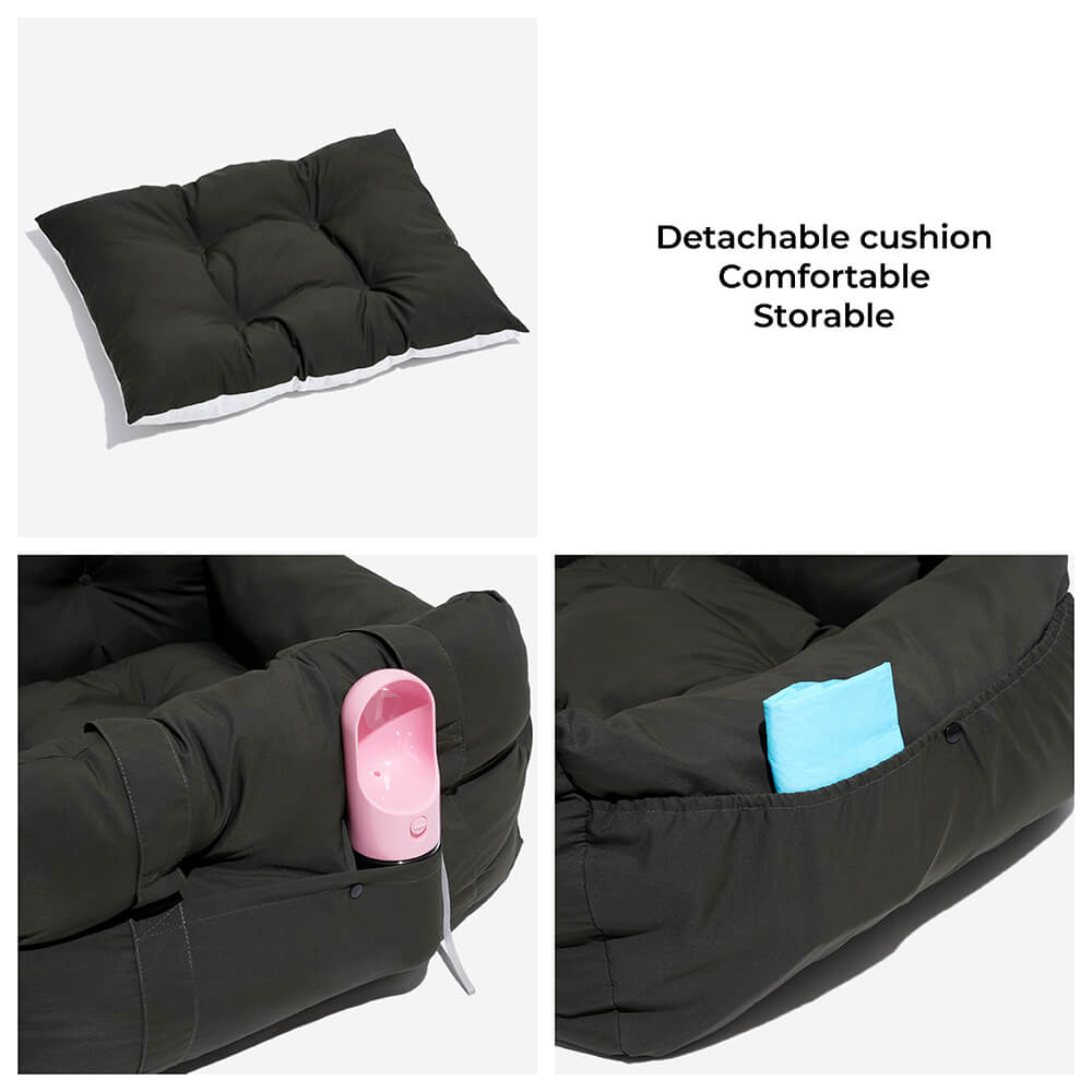 Dog Car Seat Booster Bed for Large Pets – Portable Travel Carrier with Shoulder Strap, Washable Cotton Cushion for SUV Truck Sedan – Safe