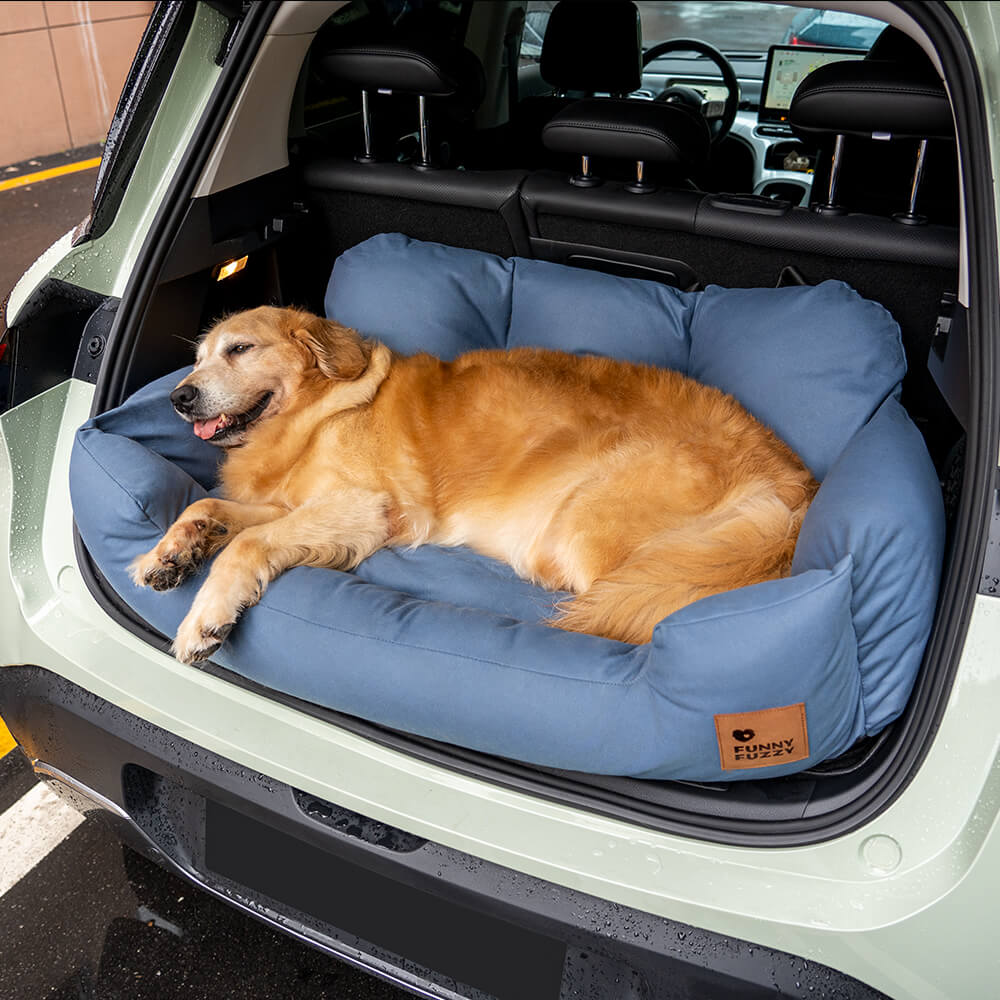 Dog Car Seat Cover for Back Seat – Padded Travel Hammock for Medium & Large Dogs with Safety Tethers & Storage Pockets