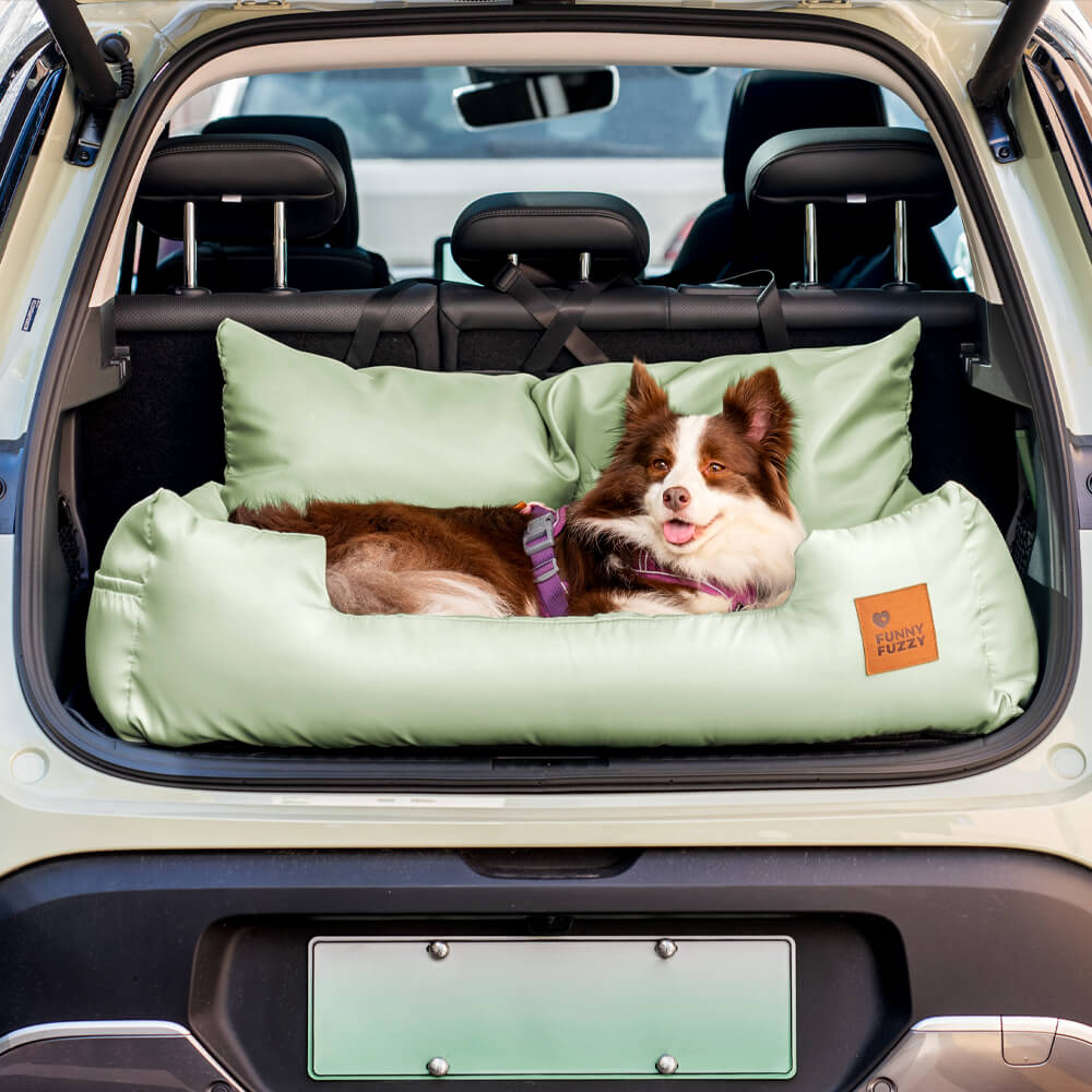 Dog Car Seat Cover for Back Seat – Padded Travel Hammock for Medium & Large Dogs with Safety Tethers & Storage Pockets